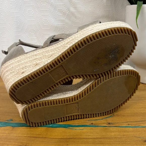 Eileen Fisher Wisp Wedge Sandal Espadrille Platform tan gold Leather Size 7 - Picture 7 of 8